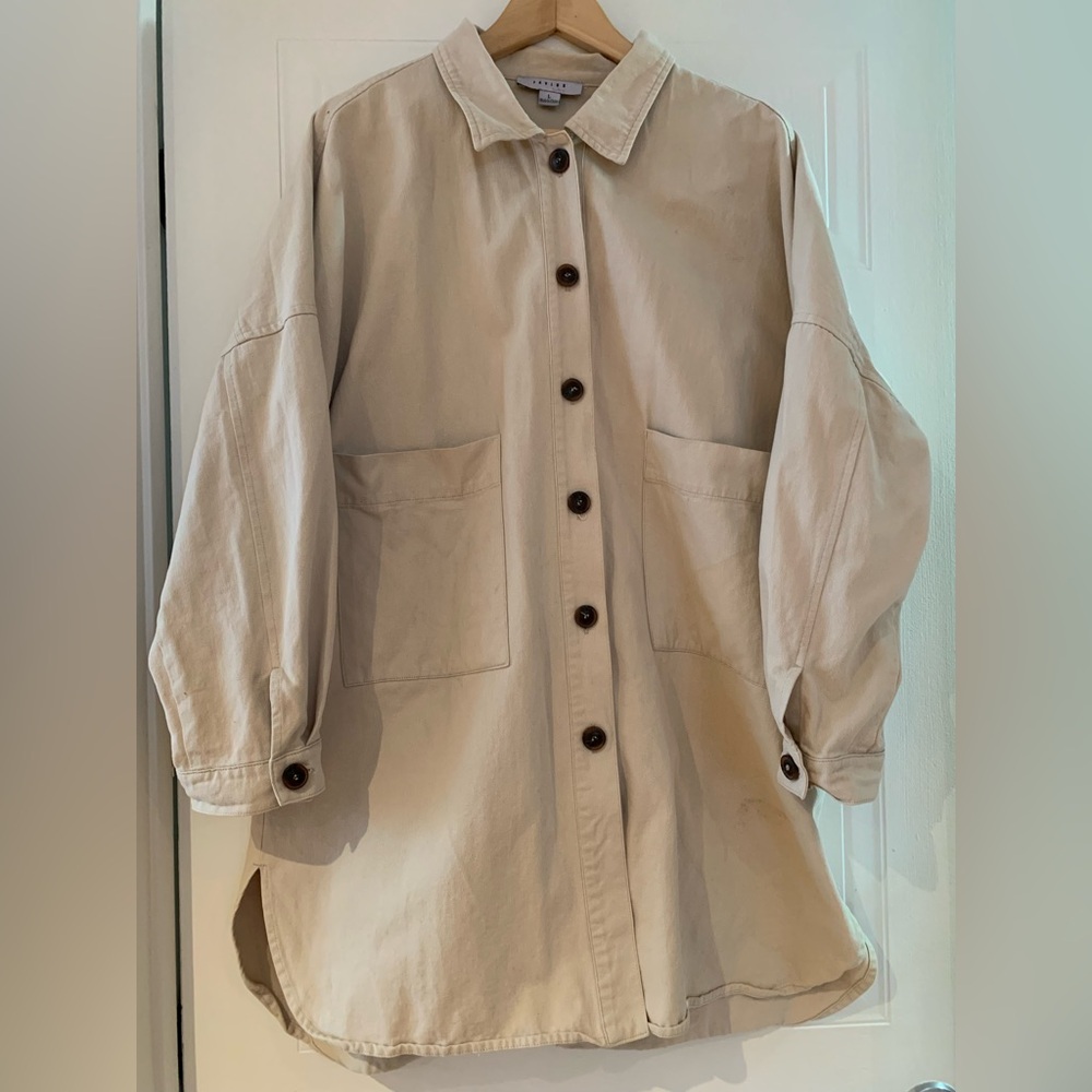Beige Button-Up Women's Jacket